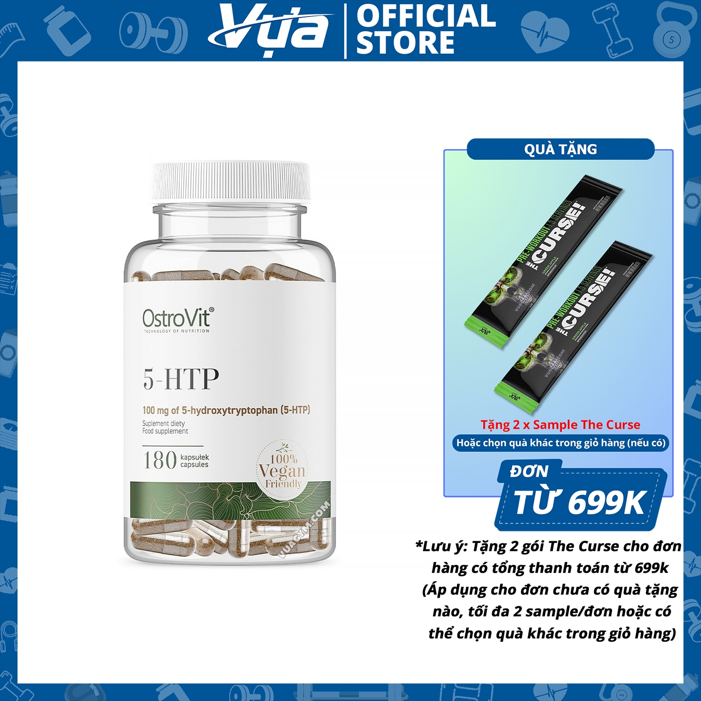 Viên uống OstroVit - 5-HTP - Hỗ trợ giảm căng thẳng, cải thiện giấc ngủ, Chính Hãng