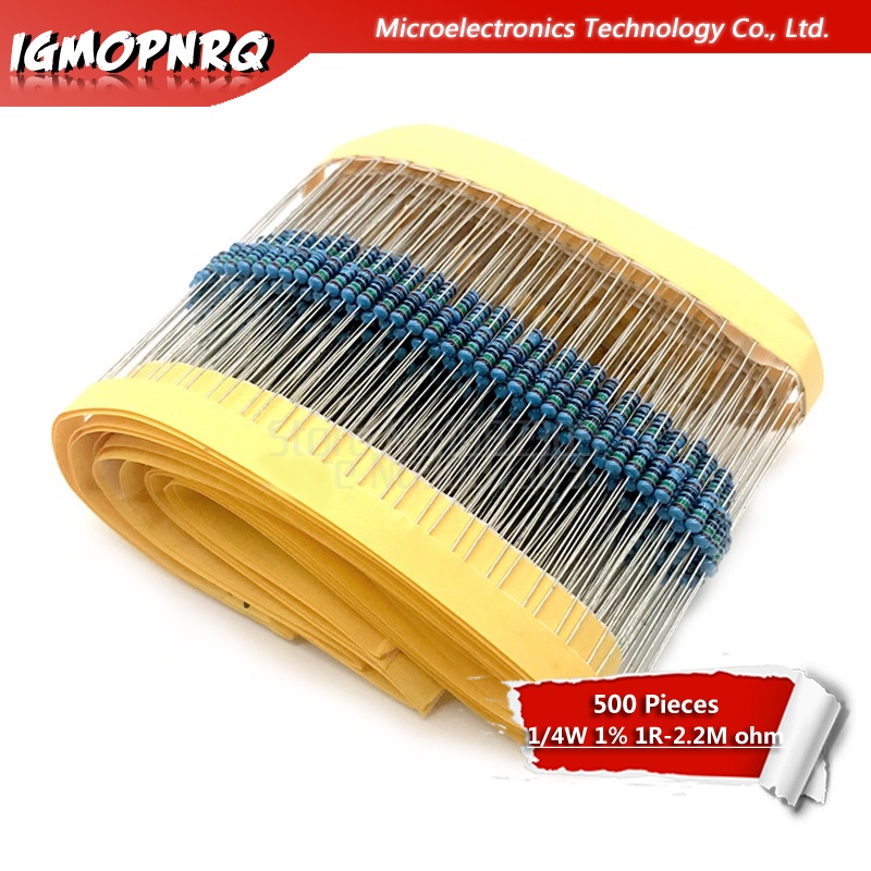 500 cái 0r ~ 10r 1% phim kim loại điện trở 1/4w seriestor 0r 0.22r 1r 2r 4.7r 10r ohm mạch tích hợp