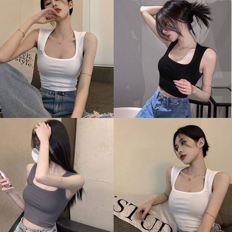 เสื้อกล้ามแขนกุดคอเหลี่ยมโชว์ไหปลาร้าสไตล์เกาหลีรุ่นใหม่ปี2025พร้อมแผ่นรองหน้าอกผ้าฝ้ายแท้แมทช์ลุคง่ายสำหรับผู้หญิงเสื้อตัวในท่อนบน ราคา 119 บาท*ส่งฟรี