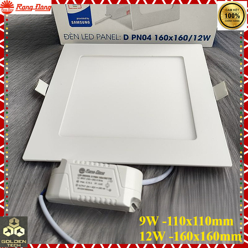 Chính hãng Đèn Led Downlight âm trần Vuông Rạng Đông 9W-12W Size 110 160mm Panel siêu mỏng PN04