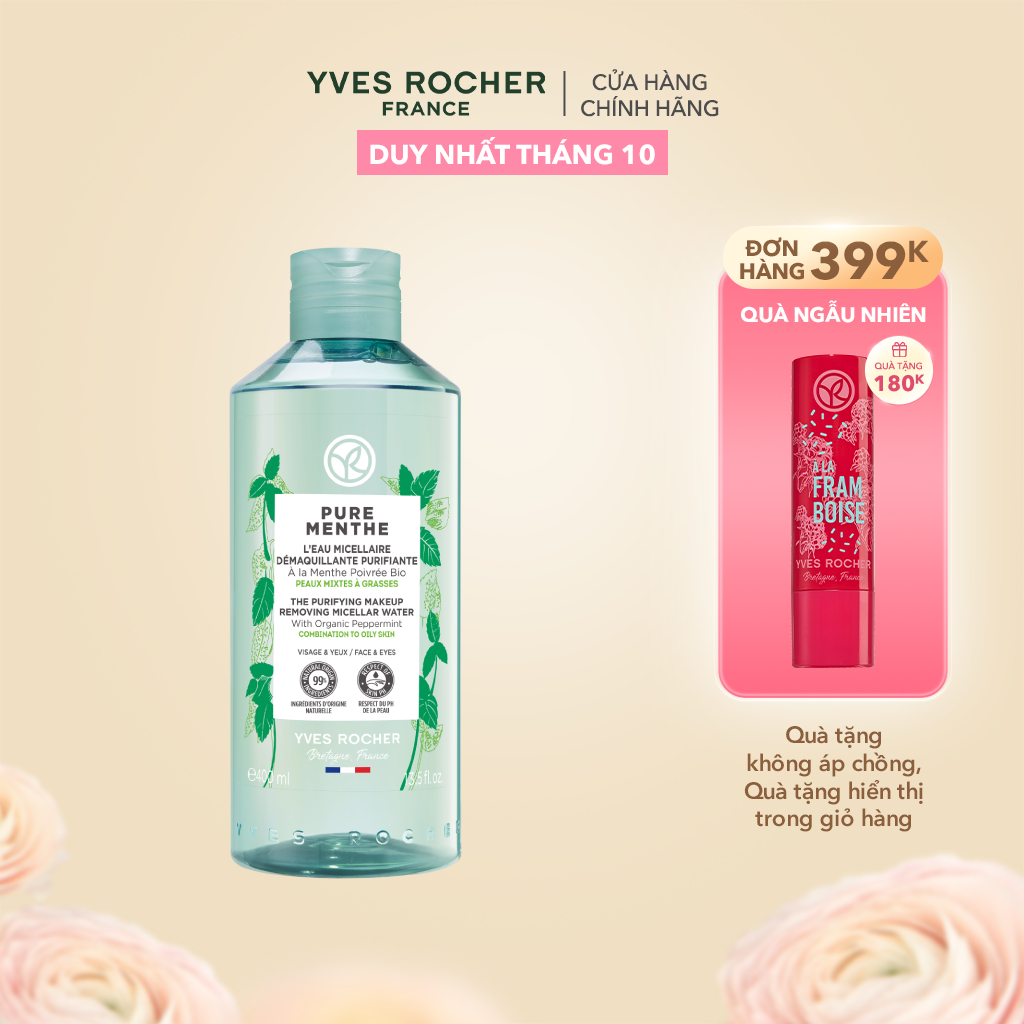 Nước tẩy trang Yves Rocher Pure Menthe Makeup Remover Micellar Water 400ml