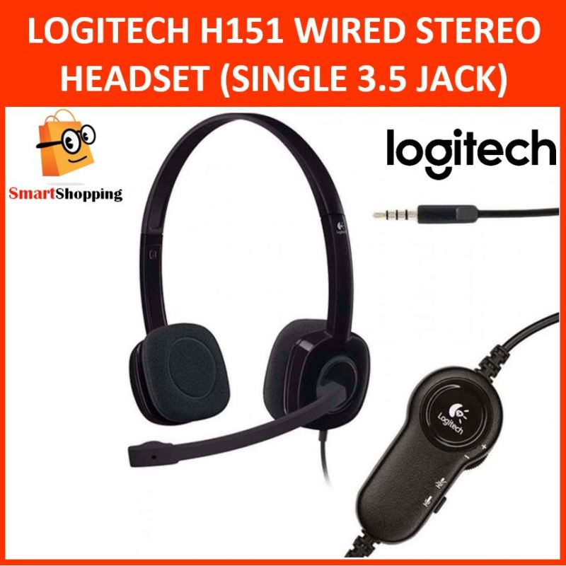 Logitech Headset H151 Stereo Sound Single 3.5mm Jack with in-line controls (981-000587) 1 Year SG Warranty H 151 Head Set Head-Set Singapore