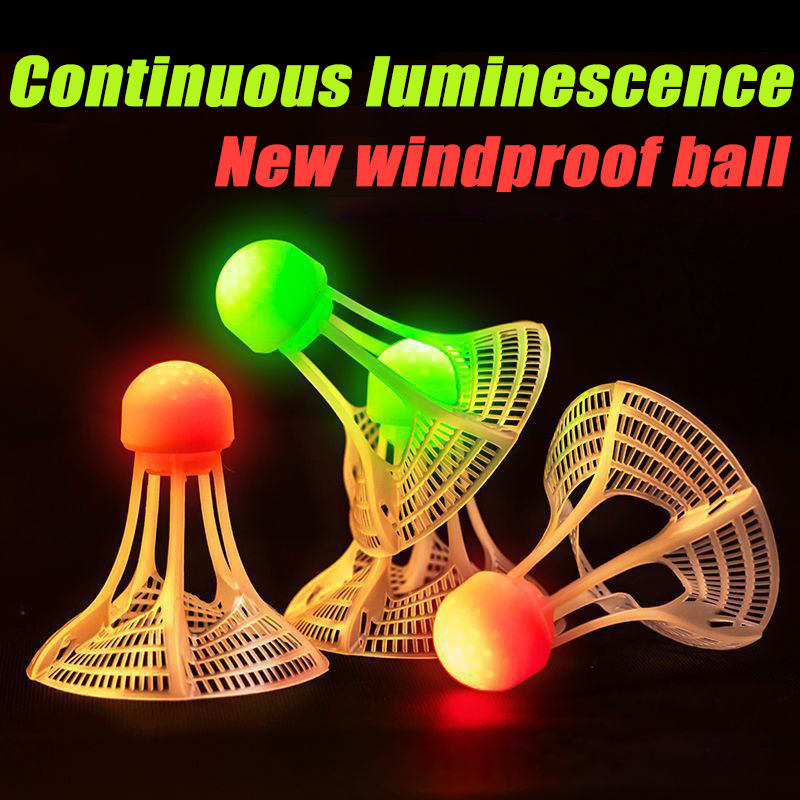 ZDV-S✅ 1PCS Glow-in-The-Dark Windproof phát sáng bóng cầu lông siêu bền nhựa nylon với đèn