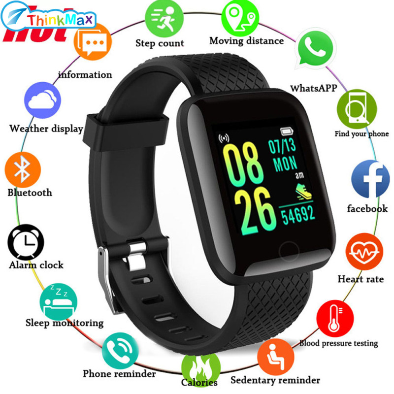 116plus Smart Watch USB Charging D13 Sport Smartwatch Trackers Blood Pressure Heart Rate Monitor ราคา 92 บาท*ส่งฟรี