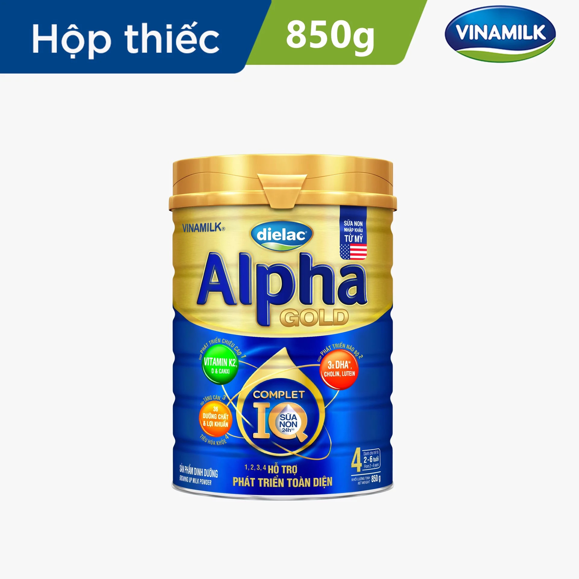 Sữa bột Dielac Alpha Gold 4 - lon 850g (cho trẻ từ 2- 6 tuổi) Sữa non