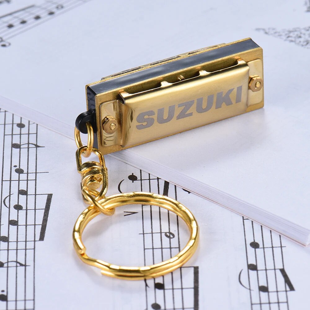 【big-discount】 Suzuki Harmonica Mini 5 Holes 10 Tone Harmonica Keychain Key Of C Golden Woodwind Instruments
