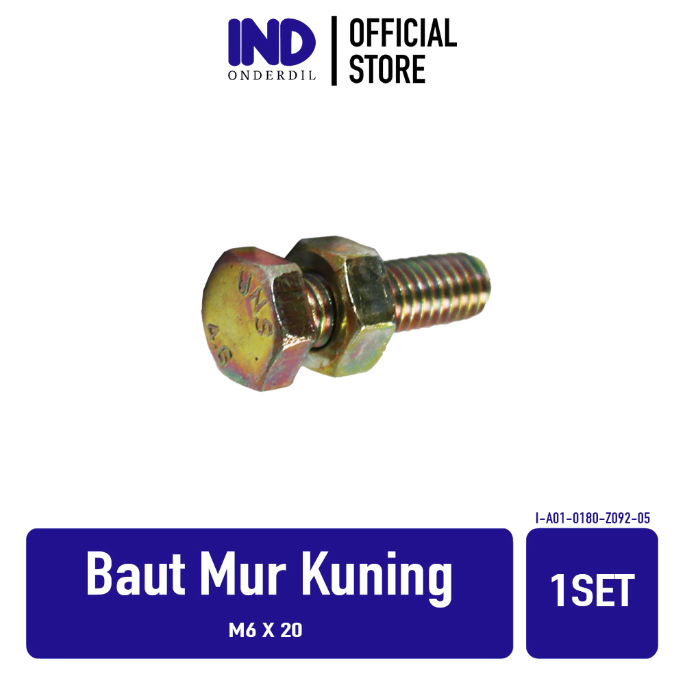 Baut Mur M6 X 20 M 6 x 20 6 20 6x20 Baud Nut Kuning Hex Hexagon Harga  2,170 Ringgit*Penghantaran Percuma