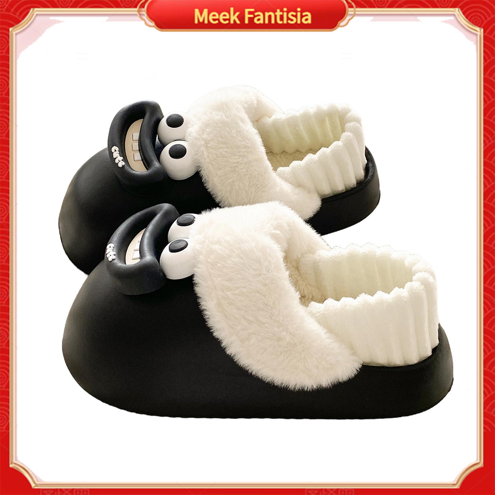 Meek fantisia dép thoải mái Fluffy Dép đi trong nhà mùa đông ấm cúng to phong cách hoạt hình mắt Dép đi trong nhà mùa đông cho phụ nữ người đàn ông-xù ấm áp được nhồi nhồi bông Giày lười hoàn hảo cho sử dụng ngoài trời trong nhà