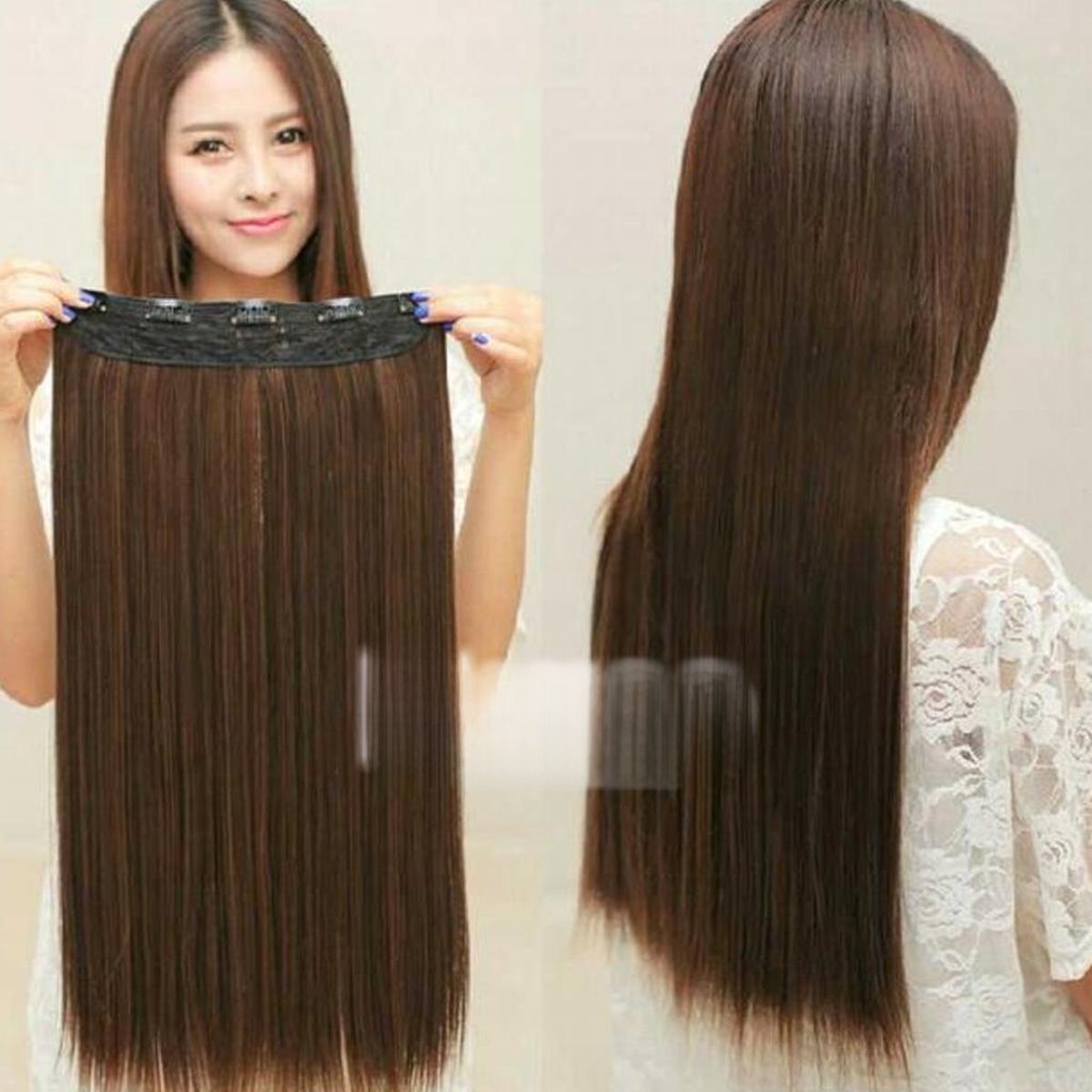 Hair Wig For Women Hair Extension for Her - 5 Clips In Light Brown Color Girls All the hair are 100% natural looking hair. They invisible and silky soft with a very look,most fashionable attractive. No tangle, no shedding.