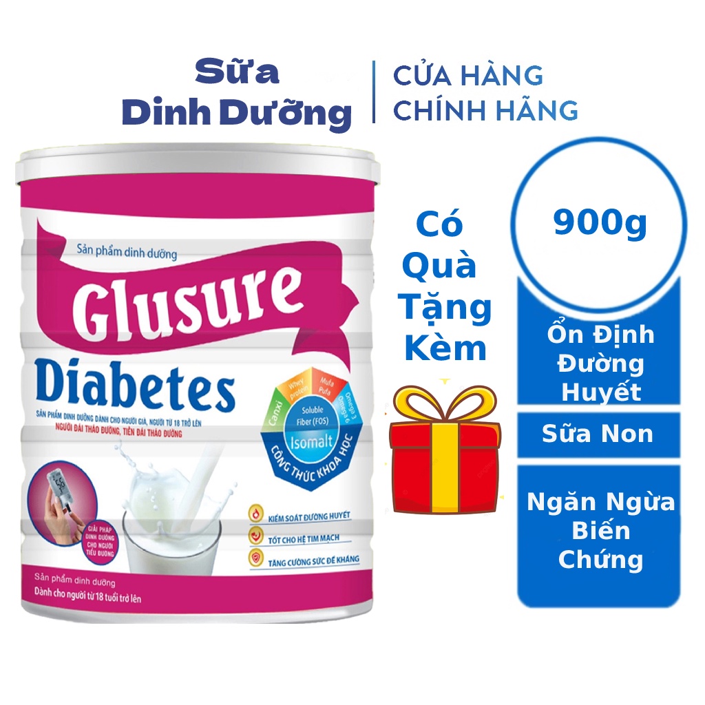 Sữa tiểu đường Glusure Diabetes 900g, Sữa cho người tiểu đường