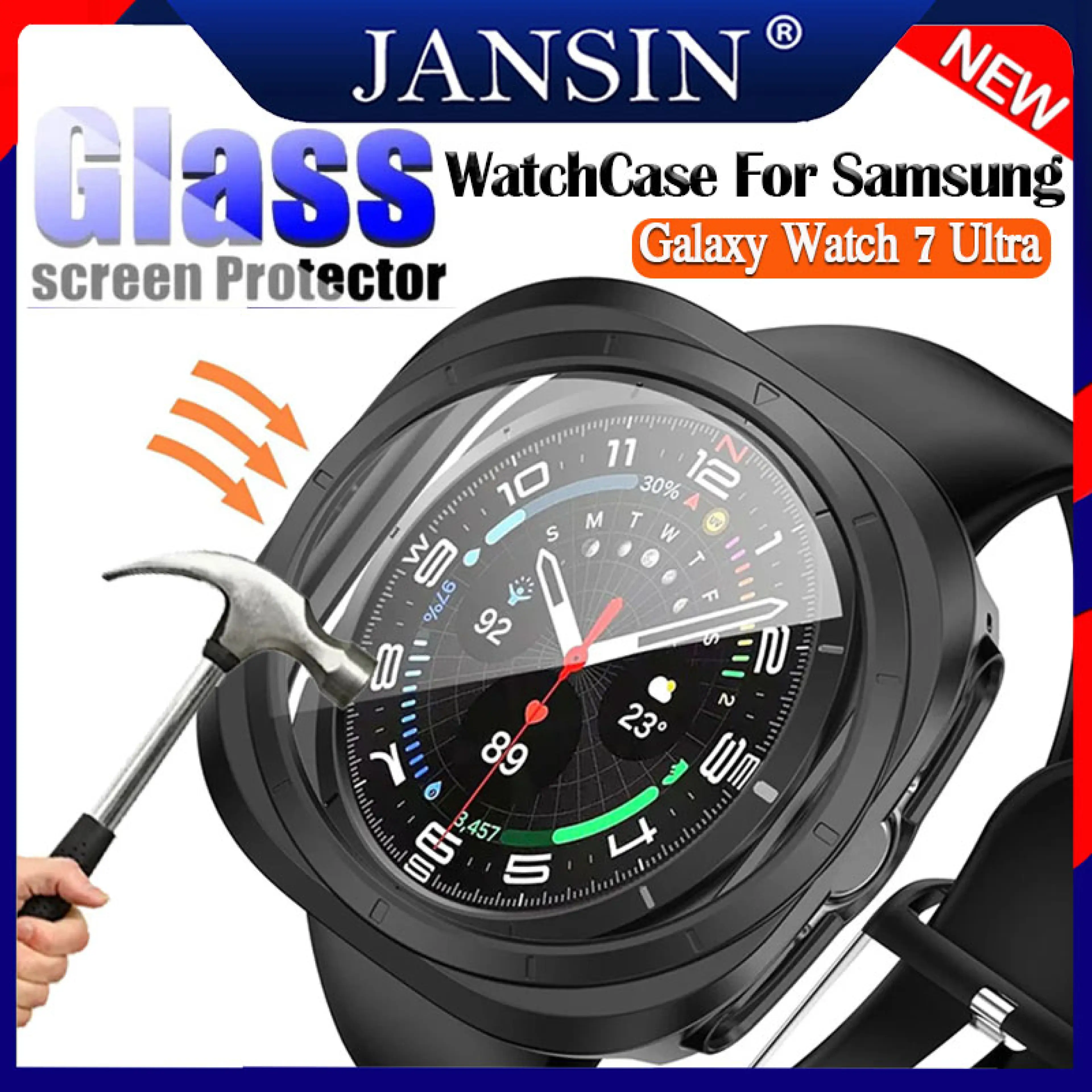 เคส ฝาครอบเคส +พร้อมกระจกนิรภัย ป้องกันหน้าจอเต็มรูปแบบ For Samsung Galaxy Watch Ultra 2025 เคส ฝาครอบเคส Galaxy Watch Ultra 47mm PC เคสนาฬิกาข้อมือ