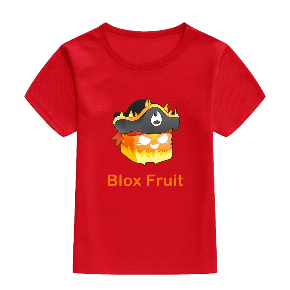 Flame Fruit blox trái cây quần áo trẻ em Áo thun ngắn tay rộng và thoáng khí cho bé trai và bé gái
