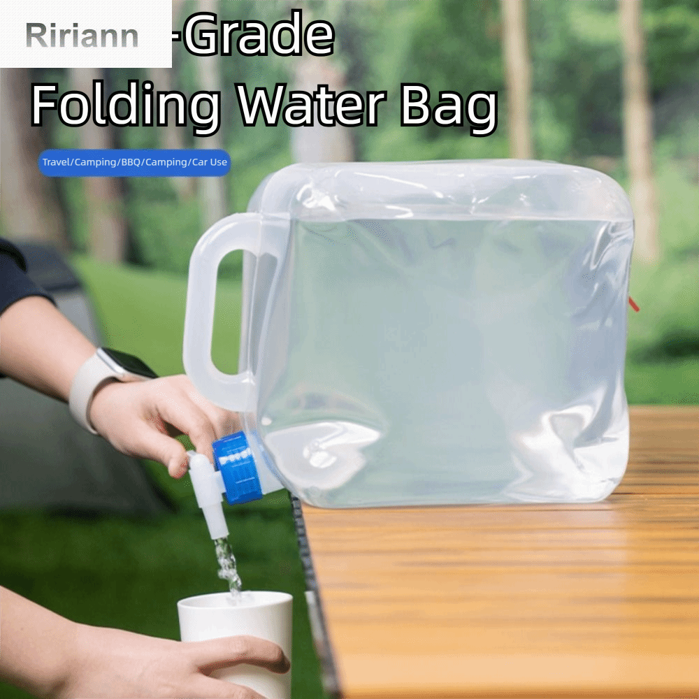 RIRIANN 5-20L Túi nước gấp Dung lượng lớn Chống rò rỉ Xô có thể gập lại Cấp thực phẩm có vòi nước Bình chứa nước có thể gập lại Cắm trại
