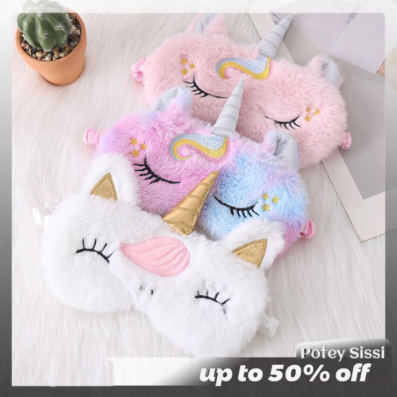 Potey Sang trọng miếng dán mắt ngủ bịt mắt cho du lịch phần còn lại mềm ngủ mặt nạ mắt Mặt nạ dễ thương long lanh Unicorn Eye Bìa