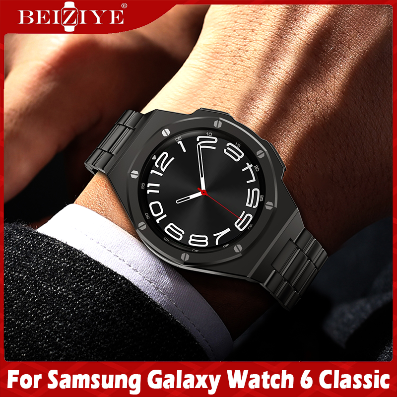 For Samsung Galaxy Watch 6 Classic 43mm 47mm สาย + เคส Cover + Bracelet วัสดุ สแตนเลสสตีล เคสกันรอยหน้าปัดนาฬิกา+สายนาฬิกา for Galaxy Watch 6 Classic 43mm 47mm สาย นาฬิกา สมาร์ทวอทช์ สายนาฬิกาข้อมือสำหรับ ราคา 2,042 บาท*ส่งฟรี