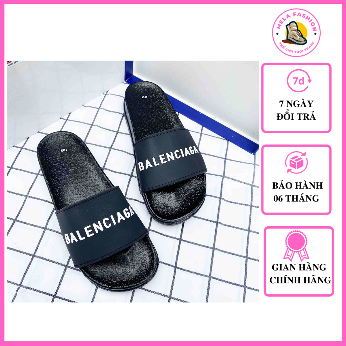 Dép đi trong nhà nam nữ quai ngang chữ BALENCIAGA đế chống trợt thời trang