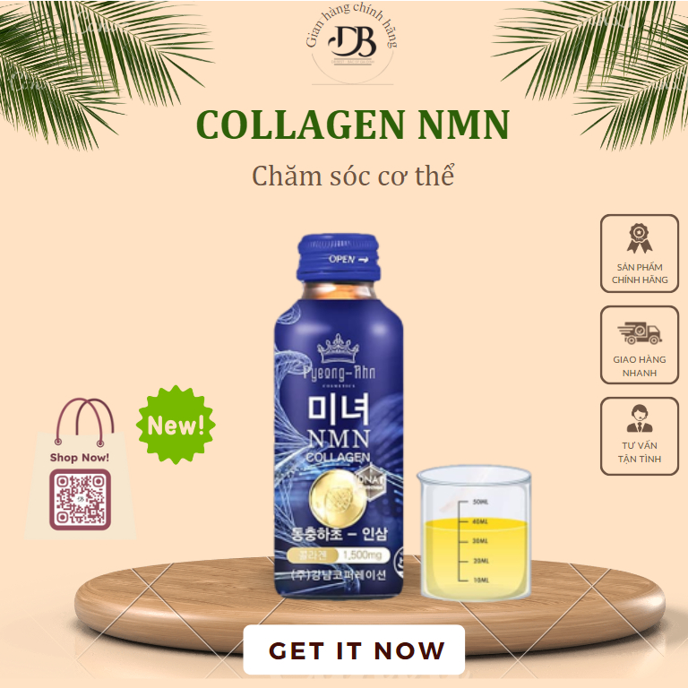 Collagen NMN Pyeong Ahn thùng 10 chai (100ml/chai) - đẩy lùi lão hóa da, duy trì làn da tươi trẻ, căng bóng mịn
