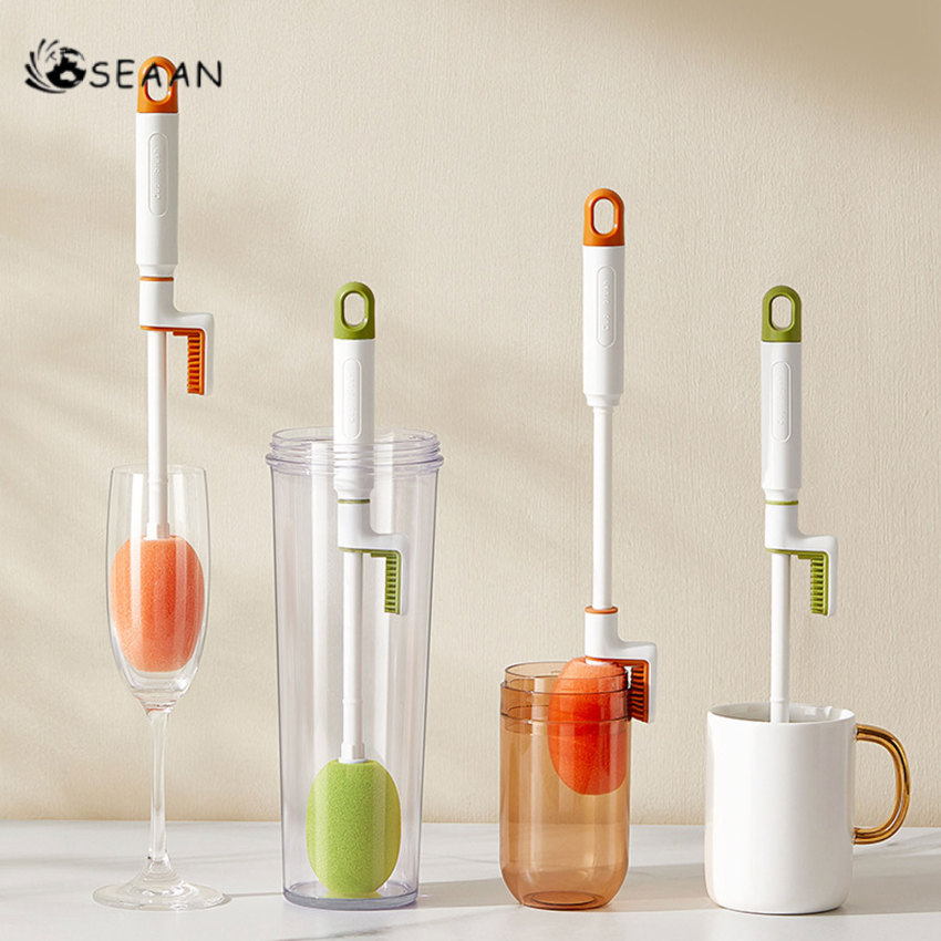 3-trong-1 đa chức năng bàn chải làm sạch có thể tháo rời bàn chải lau rửa bằng mút bàn chải làm sạch hình chữ U Silicone làm sạch rãnh công cụ cốc giữ nhiệt bàn chải