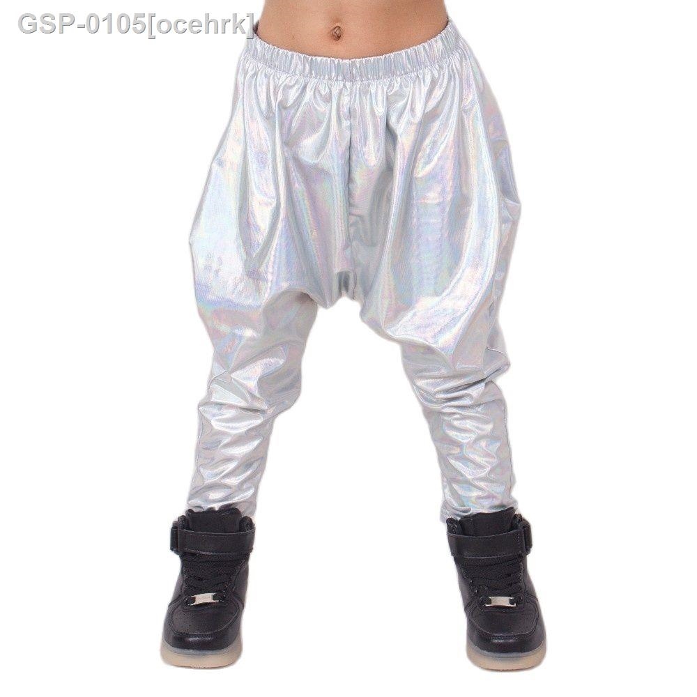 ♨Ocehrk infantil personalidade baggy fluorescente lớn crotch calças de palco competição Hậu Cung hip hop Skinny