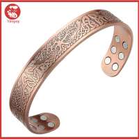 Yirepny Copper Magnetic Bracelet Pure Copper Magnet Bracelet for Men Pure Copper Magnetic Bracelet with 18 Healing Magnets Open Cuff Bangle Design Vintage Unisex Jewelry Gift for Men and Women – Health