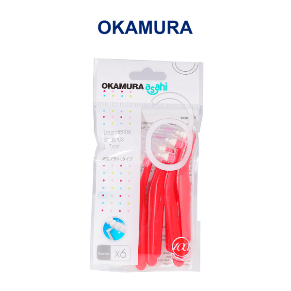 Bàn chải kẽ răng Okamura Asahi dạng chữ L (túi 6 cây) - Damin giá rẻ