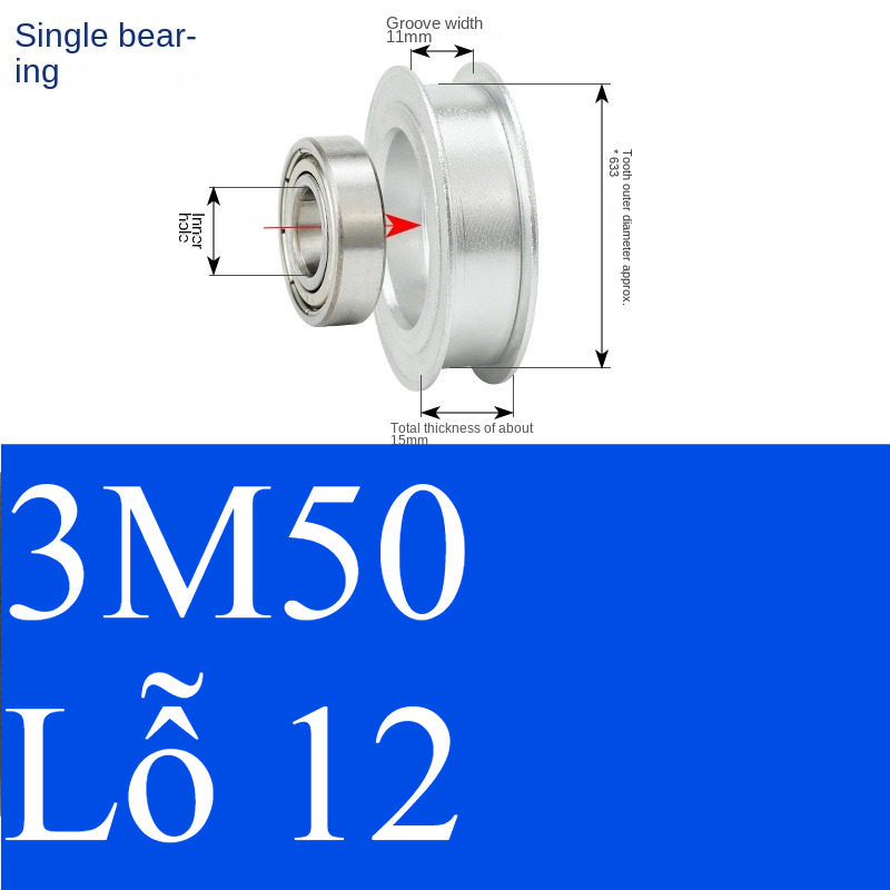 Bánh Răng Đồng Bộ 3M 50 Răng Guangfa - Răng Căng, Rãnh 11/16/21mm, Có Ổ Bi, Lỗ 5-17mm, Nhôm, Hướng Dẫn Công Nghiệp - bóng 11 12 đơn