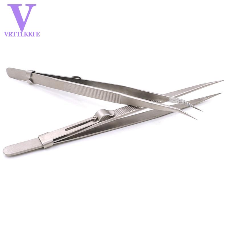 2PCS Tweezers Model Hobby Making Tools Upgraded Bent and Straight Flat Tip Stainless Steel Tweezers