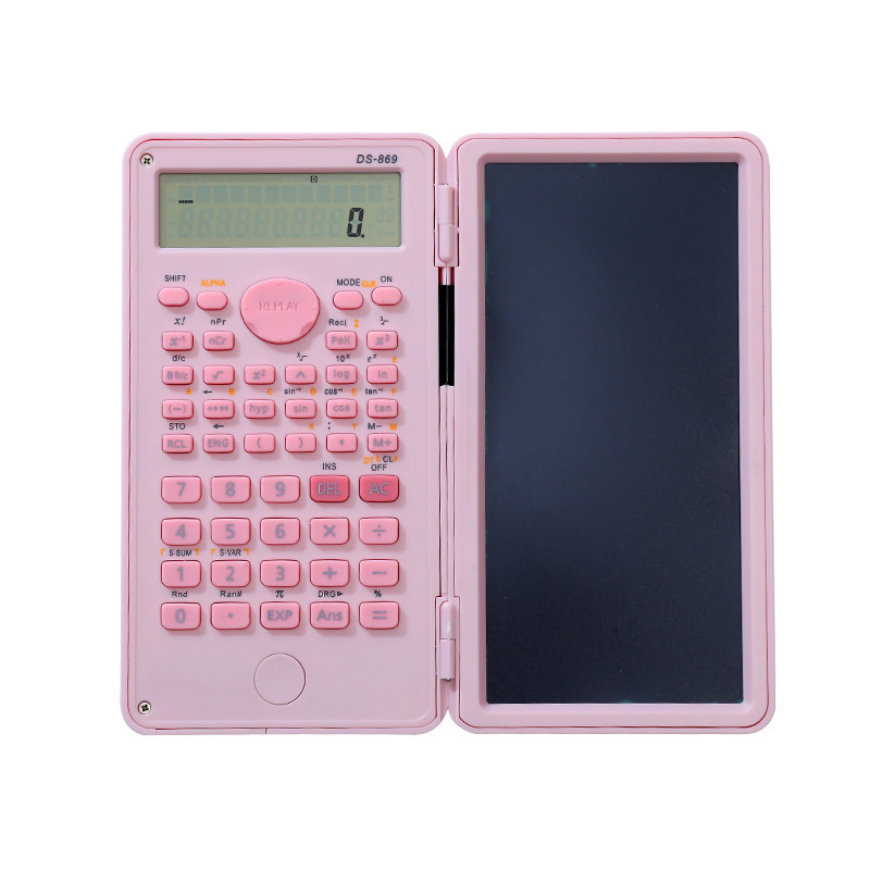 2 IN 1 Scientific Calculator with LCD Notepad Portable 12 Digits Math Calculator Multifunctional Foldable Handwriting Board School Office