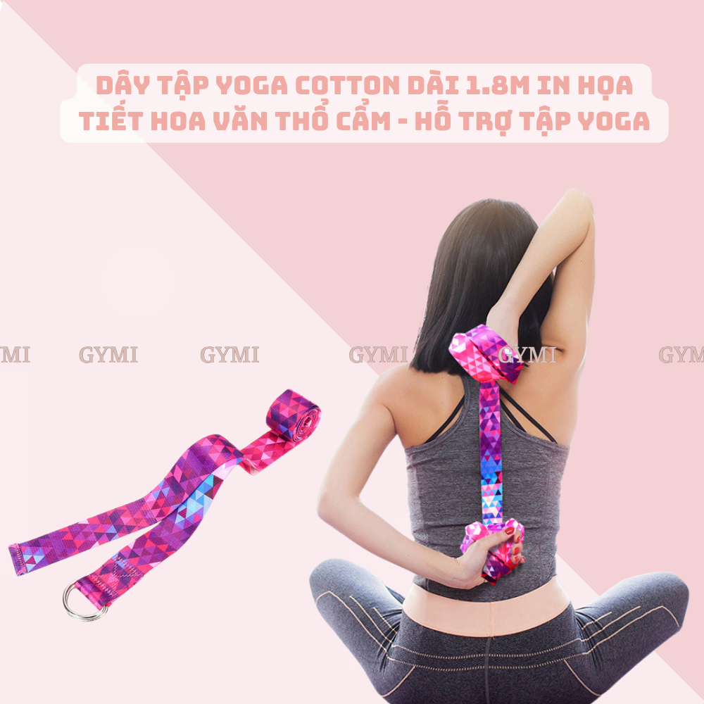 Dây tập yoga cotton dài 1.8m in họa tiết hoa văn thổ cẩm - hỗ trợ tập yoga
