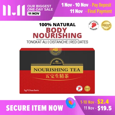 AliKing Nourishing Tea - All Natural Energy Herbal Tea | Made in Singapore + HACCP Certified | 15 Sachets