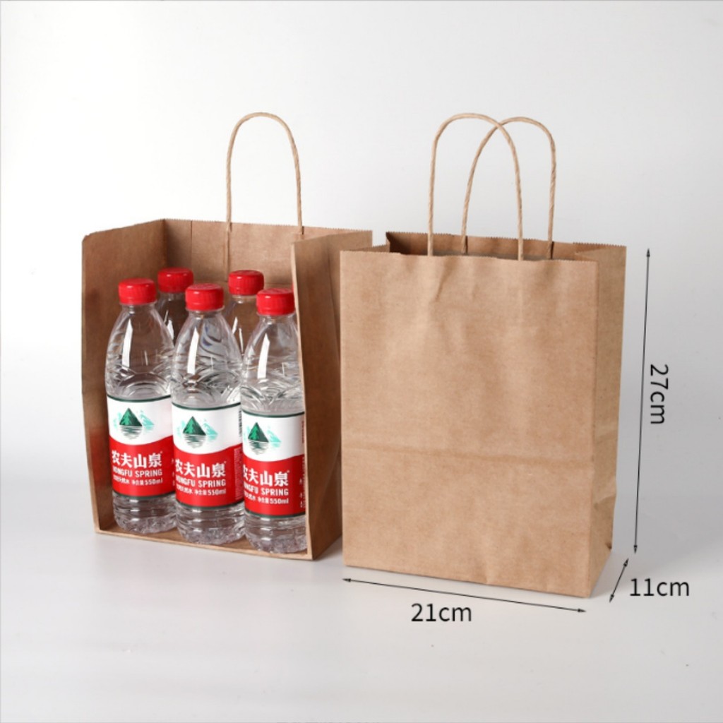 Set 25 Túi giấy Kraft xi măng trơn Nhật Bản chất lượng cao đóng gói đồ ăn quà tặng in logo thương hiệu BEAU4