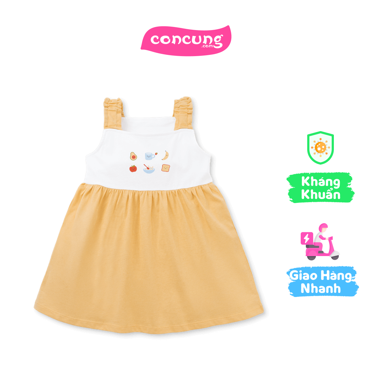 Đầm bé gái Animo Easy LU0825069 (4Y,Kem-vàng,TT01)