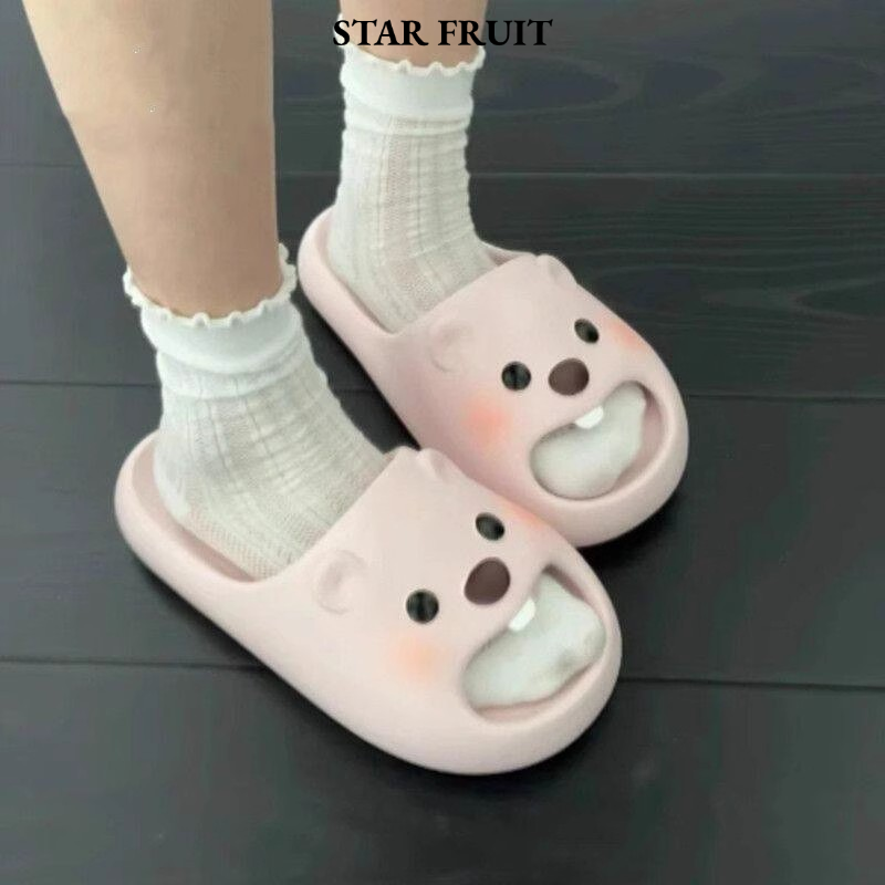 STAR FRUIT⭐ Summer New Platform Home Cartoon Flip-Flops Women's Cute Open Toe Sandals ราคา 71 บาท*ส่งฟรี