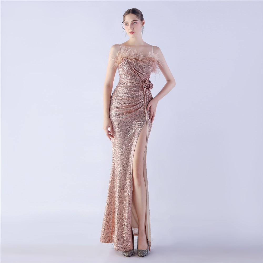 Sequin Fishtail Evening Gown for Women, Formal Party Dress