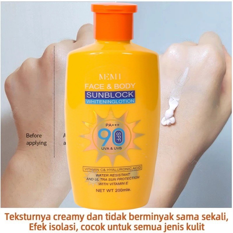 Ready 200ML Glowing Up Sunscreen Lotion Whitening Sunblock Cream SPF90+ PA+++ Wajah Dan Badan Sun...