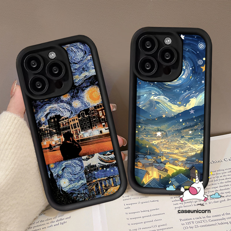 Caseunicorn phim hoạt hình Charming nghệ thuật Graffiti bầu trời đầy sao ốp điện thoại tương thích cho iPhone 12 13 15 11 14 Pro Max 7 cộng với 15 8 7 6 6S cộng với XR XS Max x SE 2020 thiên thần mắt Sao xu hướng thương hiệu vỏ mềm