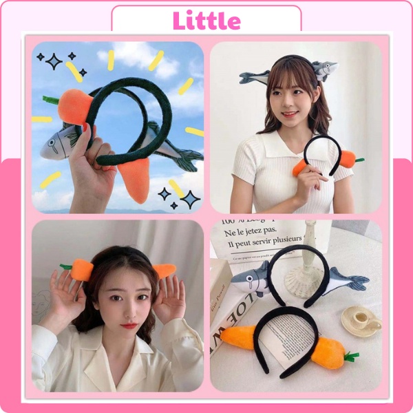 Bờm Tóc Rửa Mặt Cà Rốt Con Cá Đẹp Cute Hàn Quốc, Băng Đô Rửa Mặt Cà Rốt Con Cá Đẹp Nữ