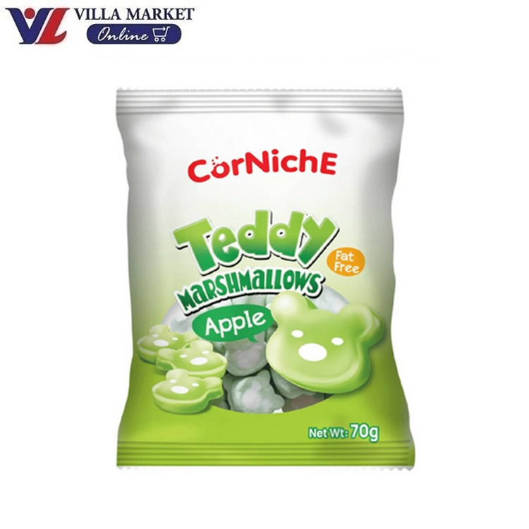Corniche Apple Teddy Marshmallows 70g กลิ่นหอมและรสชาติแอปเปิลเขียวอมเปรี้ยว ราคา 59 บาท*ส่งฟรี