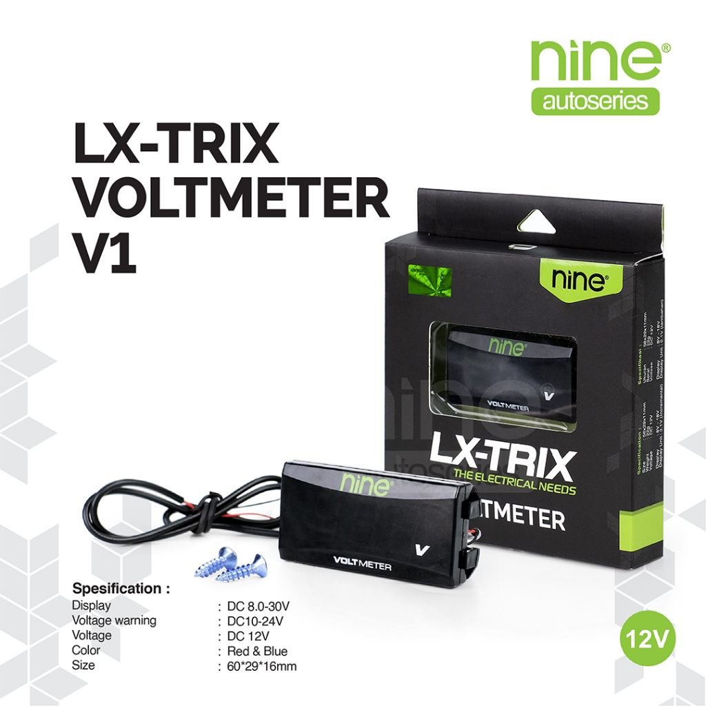 LX-TRIX Voltmeter Ampere Aki Digital 12V Motor Mobil Universal V1 - NINE AUTOSERIES Harga 39,900 rupiah*Gratis Ongkir
