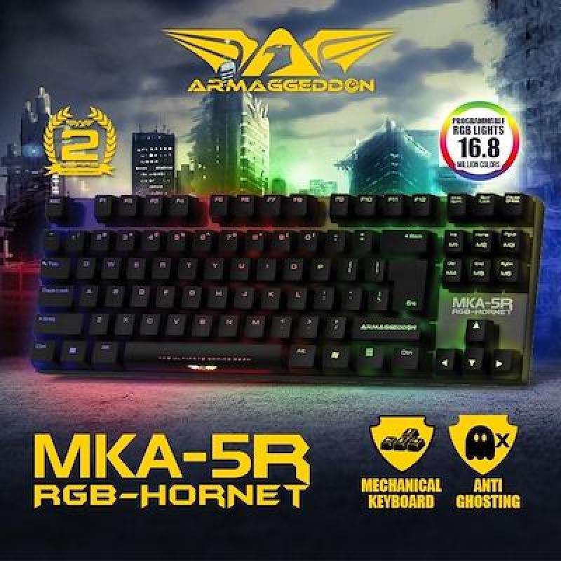 Armaggeddon MKA-5R (New) Fully Macro-able RGB Programmable 16.9 Million Multicolour Backlight Gaming Keyboard Mechanical Gaming Keyboard Adjustable Response Time 1ms to 16ms Anti-Ghosting Light Aluminium Panel Cable Cord 1.8m Singapore