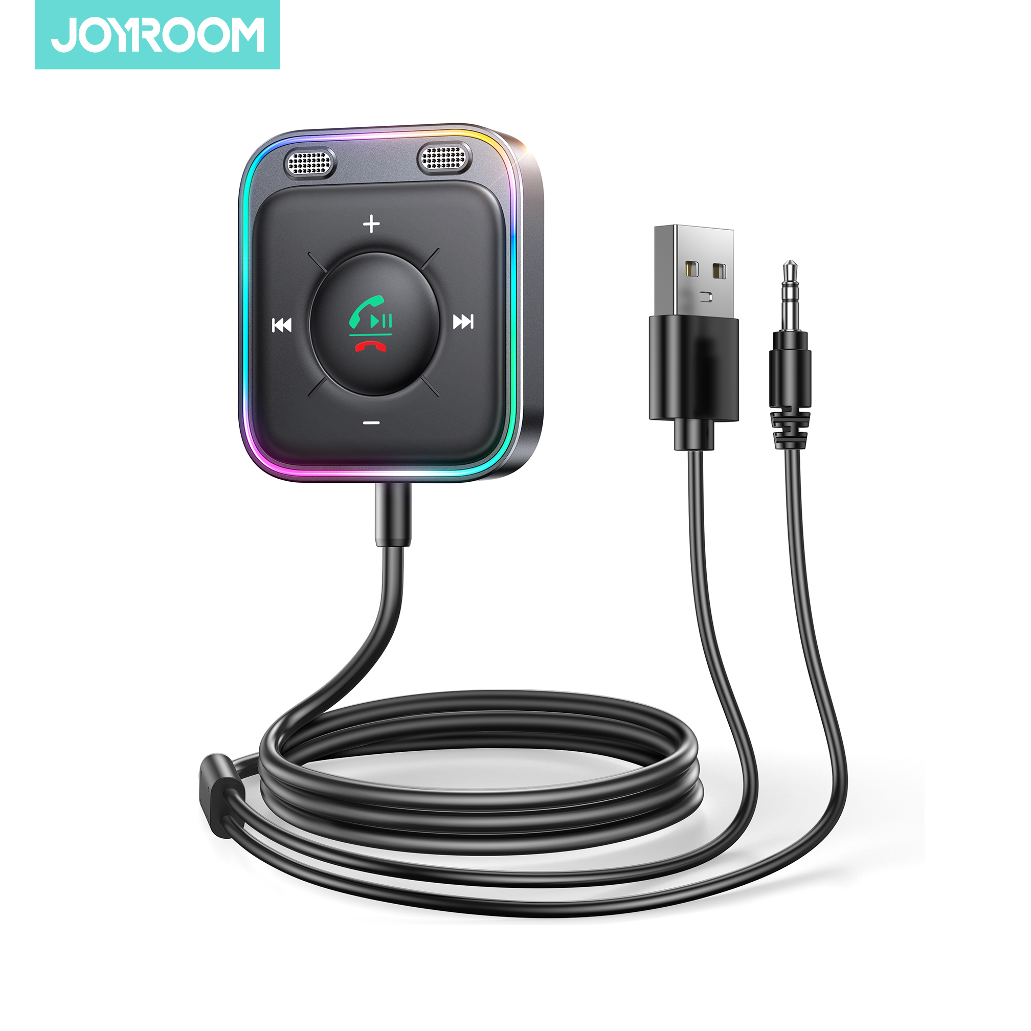 Joyroom ที่รับสัญญาณไร้สาย รุ่น JR-CB3 ที่รับสัญญาณบลูทูธ 5.3 ไมโครโฟนคู่ ENC บลูทูธติดรถแบบมีสายในตัวเชื่อมต่อด้วย AUX 3.5 มม. สําหรับรถยนต์ ราคา 389 บาท*ส่งฟรี
