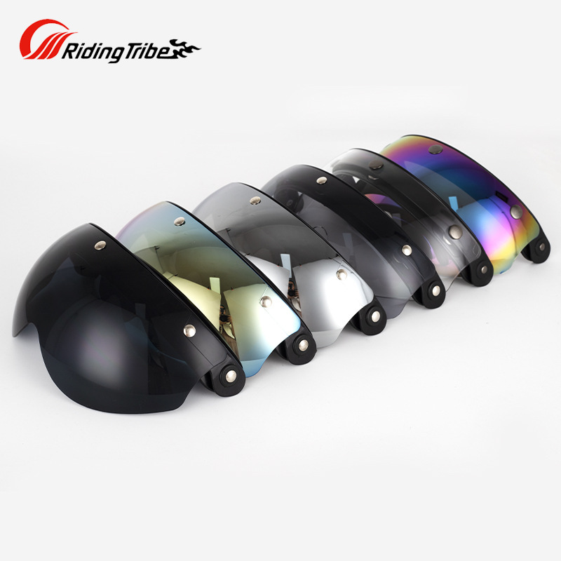 Riding Tribe Mũ bảo hiểm xe máy ống kính hình chữ W chống trầy xước lật lên xuống lá chắn thay thế cho mũ bảo hiểm hở mặt 3-Snap