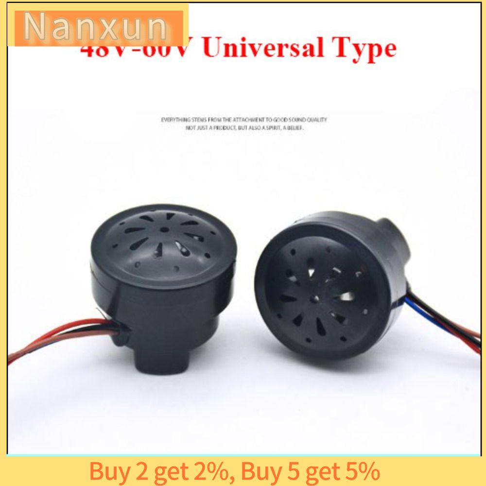 NWSJ Nhựa Còi xe điện 48V 60V 2in1 với đèn LED Còi lái 4 dây Đen Còi báo động chống trộm Phụ tùng xe đạp điện