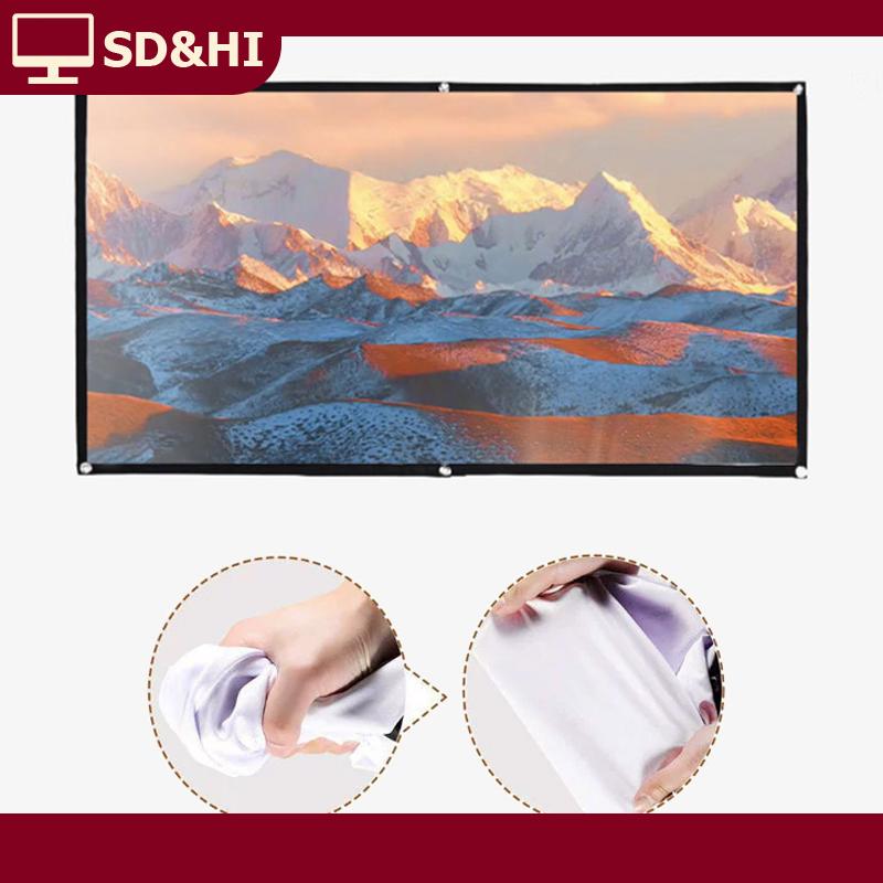 SD&HI 16:9โปรเจคเตอร์แบบพกพาโปรเจคเตอร์ม่าน60 72 84 100 120นิ้วหน้าจอแสดงผล HD สำหรับโฮมเธียเตอร์ ราคา 121 บาท*ส่งฟรี