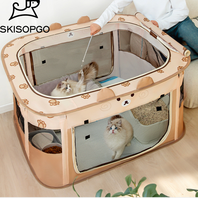 SKISOPGO เต็นท์บ้านสัตว์เลี้ยง กระเป๋าสัตว์เลี้ยง กรงแมวพับได้ คอกหมาพับได้ พกพาสะดวก ให้ความอบอุ่น ราคา 349 บาท*ส่งฟรี