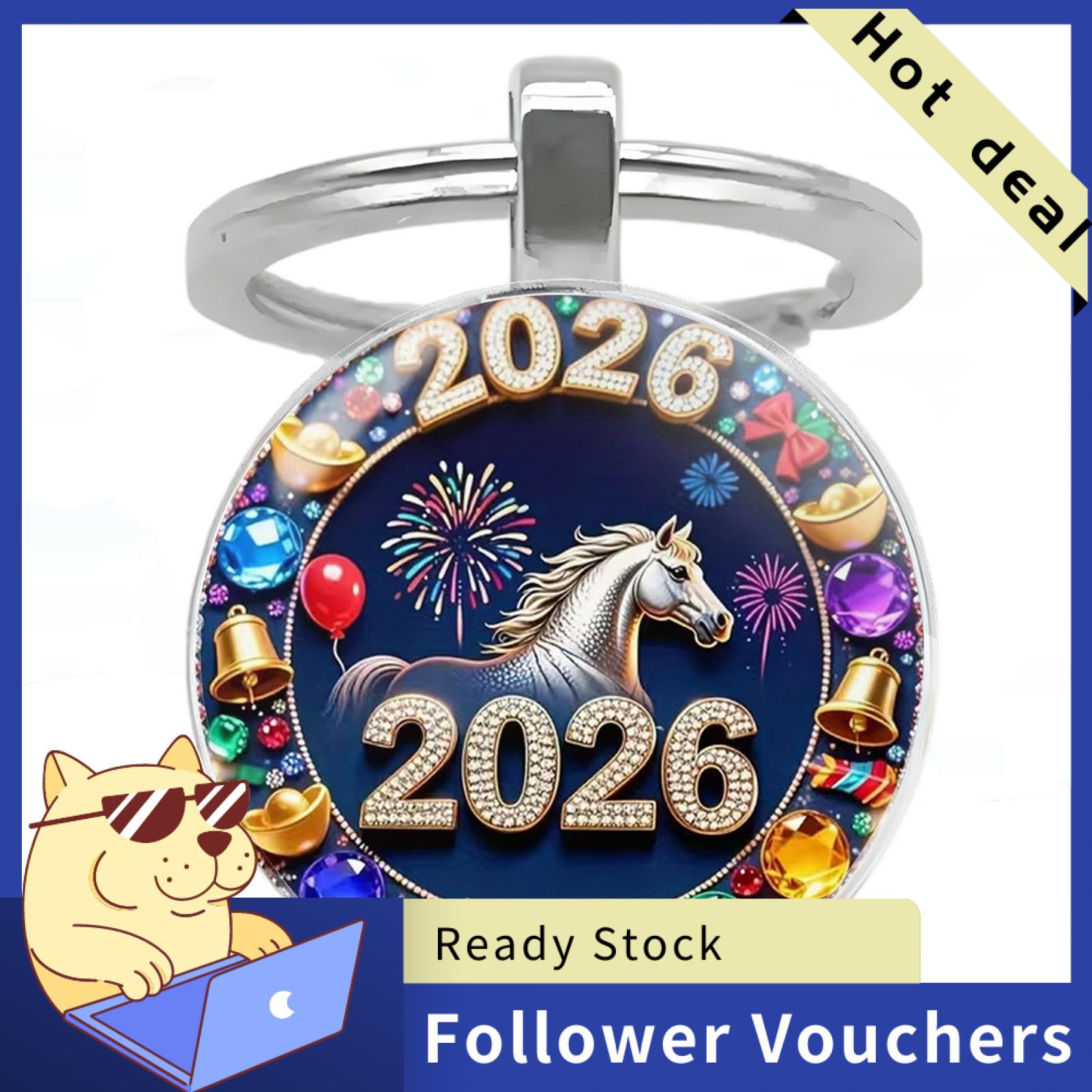 Suludong Good Luck Keychain 2026 Zodiac Keychain 2026 Year of Keychain with Bells – Lucky Zodiac Metal Pendant Compact Holiday Decoration Good Luck Charm - 8