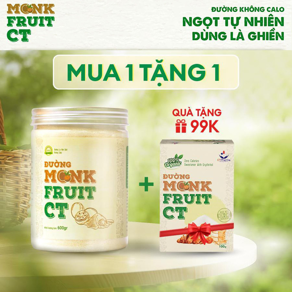   Mua 1 Tặng 1  Đường Ăn Kiêng La Hán Quả Organic Hữu Cơ Monkfruit Ct Pharma 600 Gram 
