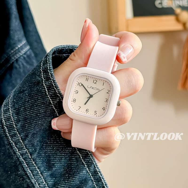 VINTLOOK นาฬิกาสแควรสไตล์ชิคสำหรับผู้หญิงและนักเรียน ดีไซน์เรียบง่ายกันน้ำ ราคา 91 บาท*ส่งฟรี