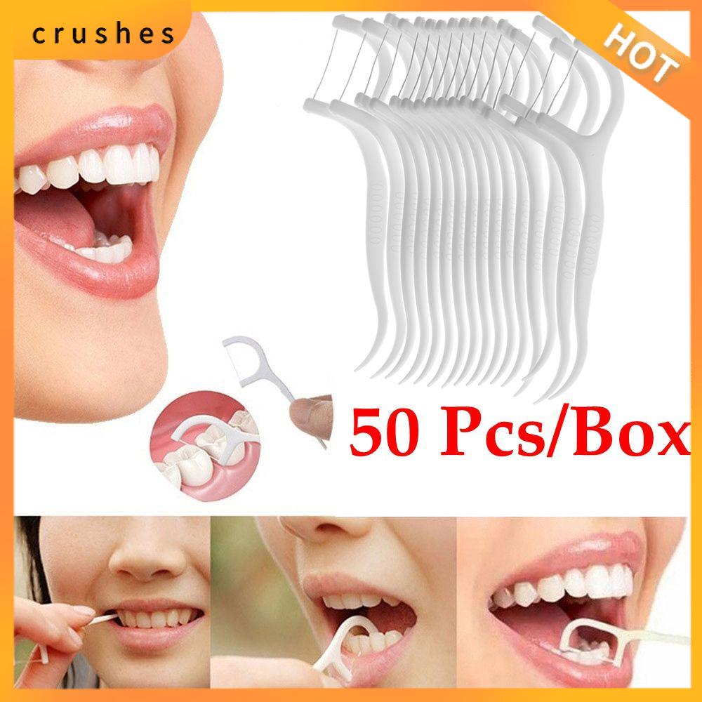 CRUSHES 50/100Pcs Dùng một lần Bàn Chải Tăm xỉa răng Răng Làm Sạch Nha khoa Xỉa Răng Dính Kẽ răng Vệ Sinh Răng Miệng Chăm Sóc