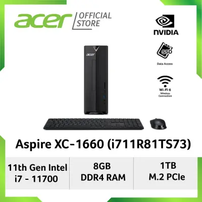 Acer Aspire XC-1660(i711R81TS73) NEW desktop with 11th Gen Intel Core i7-11700 processor and 1TB SSD